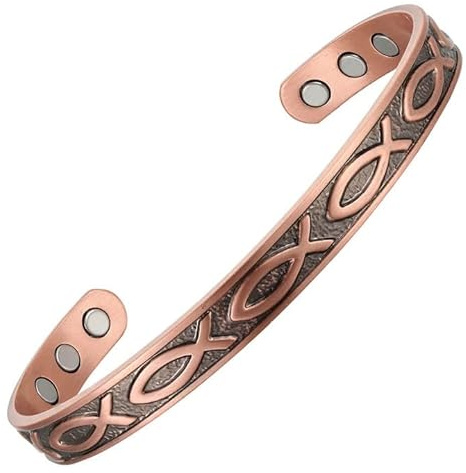 LB Magnetisches Kupferarmband - Modell mit Fisch - Armband mit 3000-Gauß-Magneten - Vital Confiance Spezialist für Armbänder und Magnetschmuck