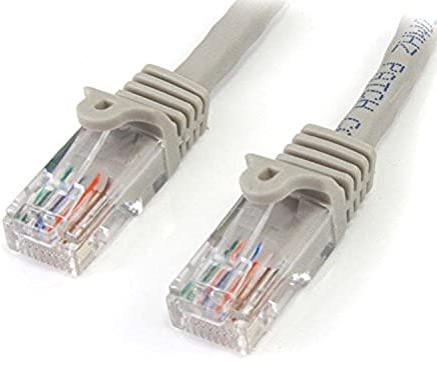 StarTech 15m Cat5e Snagless Ethernet Cable, PoE, Grey (45PAT15MGR) | Gold-plated RJ45, Patch Cable, Ethernet Cord, UTP, 5Gbps speeds, 24AWG copper