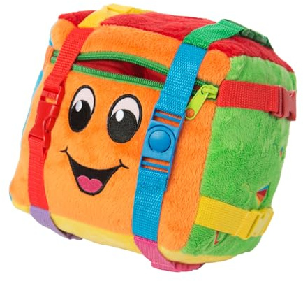 Buckle Toys - Bingo Cube - Toddler Plush Preschool Learning Activity Toy - Develop Fine Motor Skills - Counting and Math - Storage for Small Items