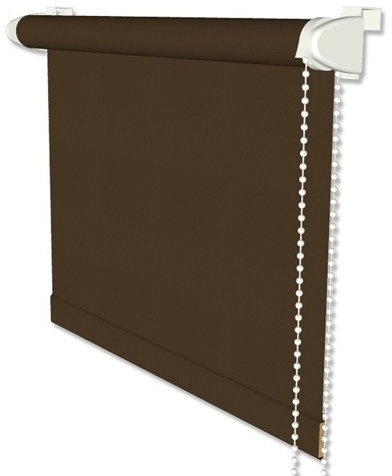 INTERDECO Verdunkelungsrollo mit Seitenzug, Thermo-Rollo, aus Polyester, Klemmfix-Rollo ohne Bohren, Braun, verdunkelnd mit rückseitiger Silberbeschichtung, Typ 3006, 98,5 x 175 cm