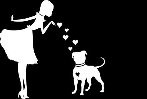 Pits and Pearls Dog Vinyl Car Decal, Laptop Decal, Car Window Wall Sticker | White | 5.6 X 6.0 in | CCI184