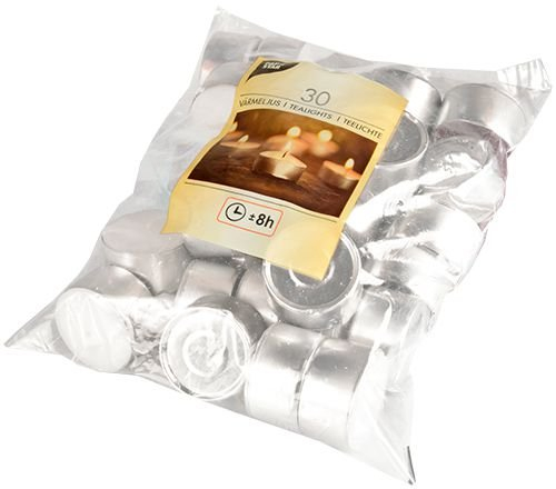 30 Teelichte Ø 39 mm · 22 mm weiss · mit langer Brenndauer 8 h (85707)