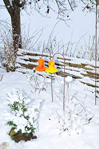 Zwei 17 cm grossen Gartenkugeln in Blüte/Blüten/Tulpenform Winterfest & ROBUST und in rot-orange + orange-gelb farblichem Design, 125 cm mit Metallstab Rosenkugel gartenkugel, Sonnenfänger-Kugel