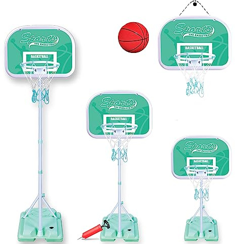 kingsport® Kids Adjustable Metal Basketball Stand Hoop Net Ball Set Game Children Kids Indoor With Pump and Ball Toy Set Gift