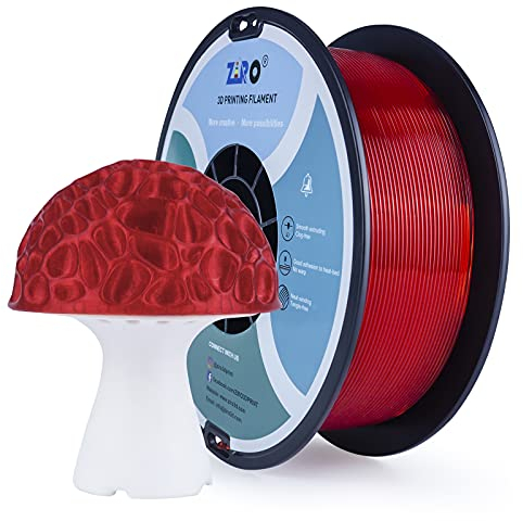 ZIRO PLA Filament 1.75mm, 3D Drucker Filament PLA Durchscheinende Serie 1.75mm 1KG(2.2lbs), Maßgenauigkeit +/- 0.03mm, T-Rot
