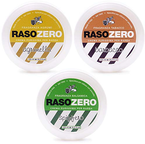 Kit 3 Jabones De Afeitar Rasozero. Agrumella, Spiffo, Barbacco. Conjunto completo