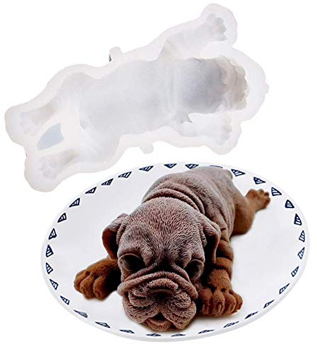 DUBENS 3D Shar Pei Hund Form Silikonform Schokolade Pudding Fondant Mousse Kuchen Dekoration Backform Kuchenform, für Mousse Kuchen Pudding Fondant Backform Kuchen Dekorieren DIY Tools