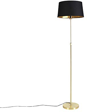 Qazqa classic-antique Stehleuchte mit Schirm, Stehlampe - Parte Fl - Schwarz Gold, max. 60W, Geeignet für LED, 172cm, Ideal als Flur, Küche lampe, Schlafzimmerlampe und Wohnzimmerlampe