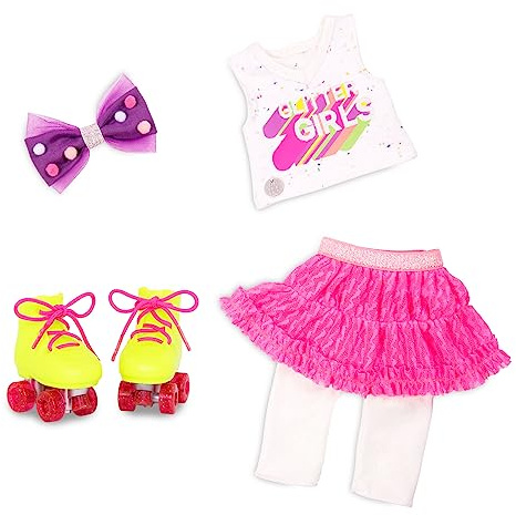 Glitter Girls - Diversión sobre Patines - Top Retro y Patines - Juego de muñecas de Lujo para Pista de Patinaje - Conjunto de muñeca Easy-Fit - Accesorios para muñecas de 36 cm - 3 años +
