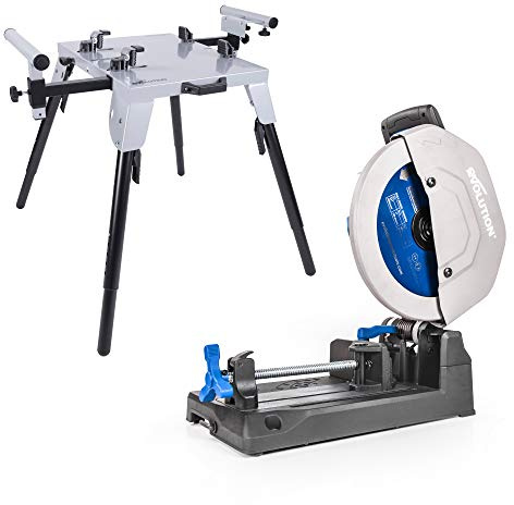 Evolution Power Tools 005-0002 Chop Saw Stand with Universal Fitting with S355CPS Industrial Steel Chop Saw, 355 mm (110 V)