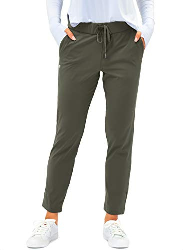 G Gradual Women's Pants with Deep Pockets 7/8 Stretch Sweatpants for Women Athletic, Golf, Lounge, Work (Olive Green, X-Large)