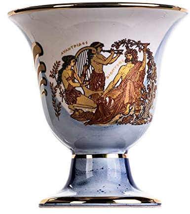 BEAUTIFUL GREEK STATUES Pythagoras Tasse der Gerechtigkeit Dionysus Zeus Pythagoreische Messe Tasse Antike Griechenland Blau Kobalt nutzbar