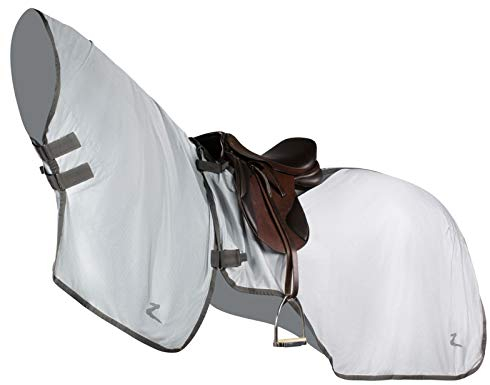Horze Pferde Fliegenausreitdecke Eira, Fliegendecke für Pferd und Pony, Grau, 125