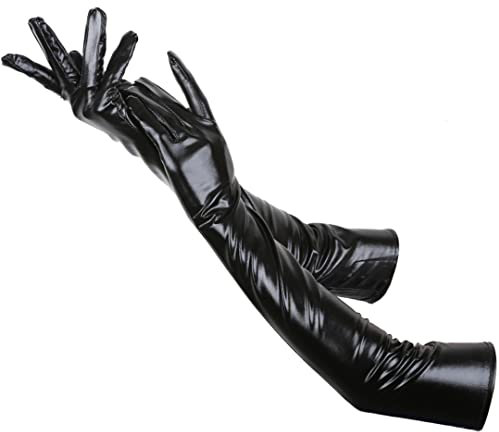 Sexy mehrfarbige Lederhandschuhe, lang, Cosplay, Kleidung, Zubehör, schwarz, enge lange Handschuhe, Tanz, Performance-Handschuhe