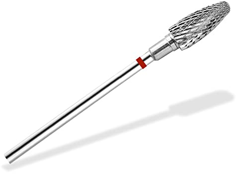 HM-Fräser Bit Zapfenform aus Hartmetall feiner Kreuzverzahnung Nagelpflege | Nailart Aufsatz für Acryl und Gelnägel Maniküre Pediküre Schleifer für Arbeiten an Händen und Füßen