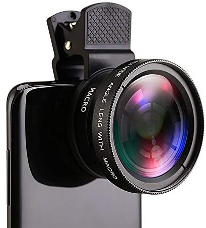 FCHMY LSEQOW 2 in 1 Cell Phone Lens Kit: Wide Angle (0.45X 19.62°) & Macro (HD Coated) for and Android, Max Aperture 2.8, Optical Image Stabilization, T Mount Kit