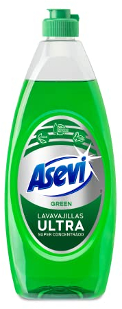 Asevi Lavavajillas Líquido a Mano Ultra Green - Detergente Lavaplatos Manual Superconcentrado - Poder Desengrasante Avanzado - Fácil Aclarado - Suave con las Manos - Perfume Cítrico - 650 ml