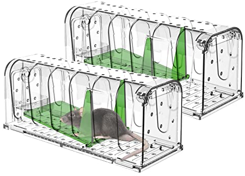 Cuteefun Trappola per Topi, Set di 2 Trappole per Topi Interno, Trappole Topi Riutilizzabile, Facile da Pulire e da Installare, Trappola Topi Efficace e Altamente Sensibile per Cucina, Giardino, Casa