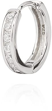 NKlaus singolo 16 millimetri pieghevole creolo zircone bianco 925 argento orecchino scintillante signore 11174