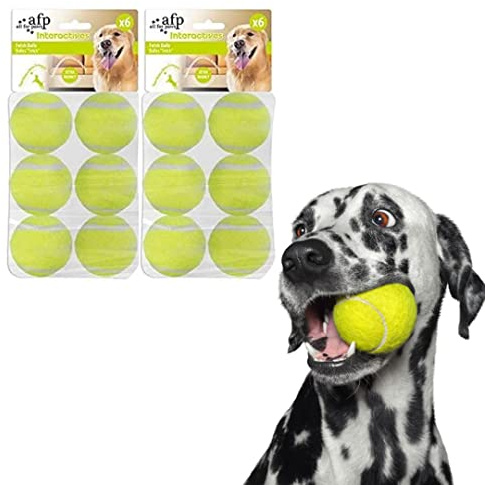 BoT 12x Tennisbälle für große Hunde, Hundespielzeug geeignet für die automatische Ballwurfmaschine für Hunde Ifetch, extra Starke widerstandsfähige Hundebälle (Maxi Tennisbälle 12 x 6,4 cm)