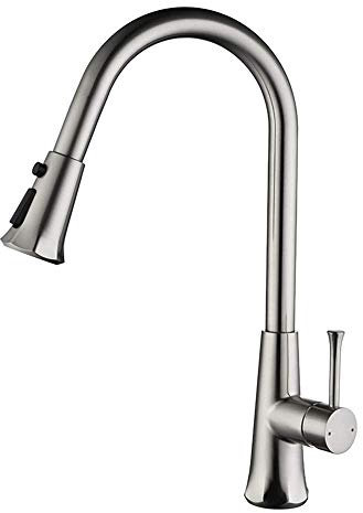 Spülenarmaturen, Küchenarmatur, ausziehbare Küchenarmatur, DREI Arten von Wasserauslauf, Küchenspülen-Mischbatterie mit Strahlsprühkopf/Nickel gebürstet Comfortable Anniversary