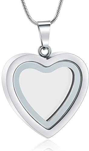 VCCWYQK Glas Kremation Schmuck Halskette für Asche Herz Memorial Lockets für Asche Edelstahl Keepsake Urne Asche Anhänger