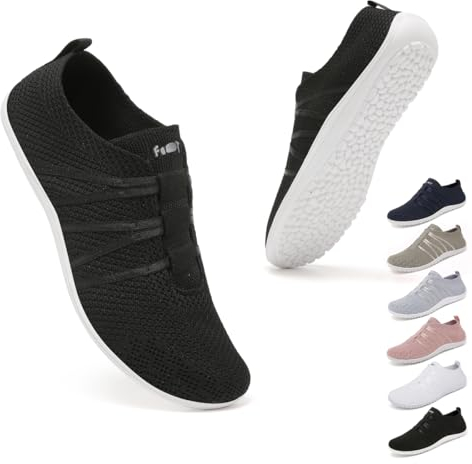 Geweo Unisex Barfota Skor Dam Herr Minimalistiska Traillöparskor Träningsskor Löparskor Barfotaskor Slip On Sneakers Zero Drop Soles Svart 45EU