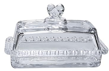 Beurrier Récipient à beurre en verre avec couvercle et poignée à prise facile Plateau transparent rectangulaire avec couvercles Ménage Cadeau de cuisine