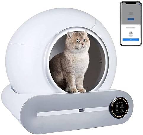 Lettiera per gatti autopulente, tappetino dotato di lettiera automatica grande da 65 litri, lettiera per gatti chiusa inodore per più gatti, toilette per gatti autopulente intelligente