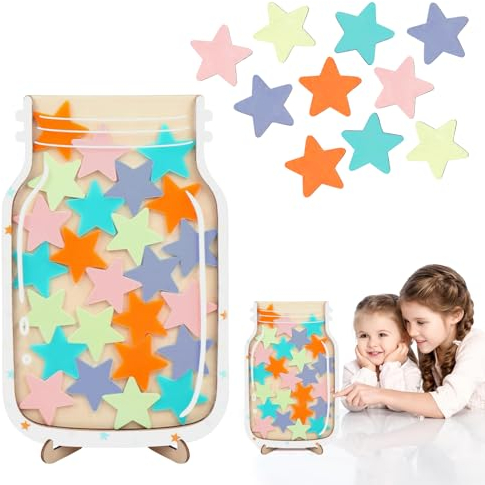 SPERMUOY Belohnungsglas Kinder,Stern Belohnungsglas,Personalisiertes Belohnungstafel Kinder Belohnungsglas lehrerbedarf Klassenzimmer,Motivierendes Belohnungsglas für Gutes Benehmen