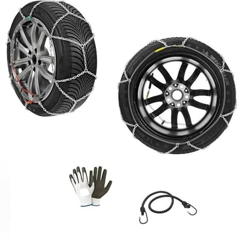 Schneeketten 255/60 18 Zoll für Reifen mit Felge 45,7 cm (18 Zoll), ein Paar Ketten für Autos, 12 mm, zugelassen für Räder auf Eisstraßen, Stahlkabel