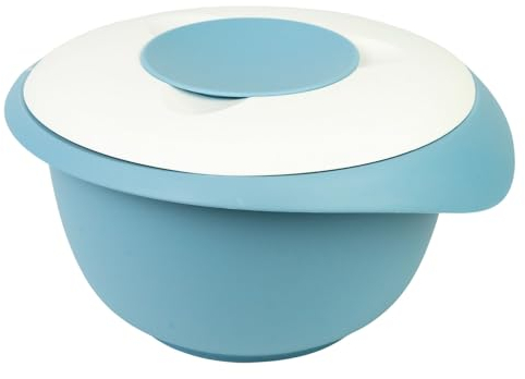 Westmark Bol para mezclar y hornear con tapa de dos partes, 2.5 l, Con pico, Plástico, Blanco/azul, 3153227B