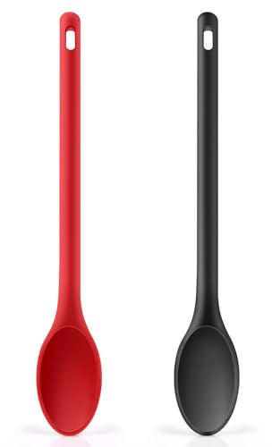 Armrouns Long handle Silicone Mixing Spoon, 12 Stirring Spoons Nonstick Heat-Resistant Rubber Mixing Spoon for Cooking Baking
