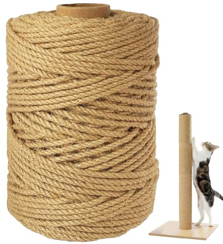 Sisal Rope Cat Scratcher 4mm by 164Ft Cat Tree Rope for Cat Scratching Post Tree Tower Replacement Repair and Replace, DIY Hemp Twine Rope