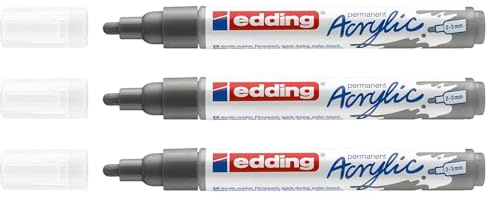 EDDING Acrylmarker Medium 5100, Anthrazit, runde Spitze, 2-3 mm, 3 Stück