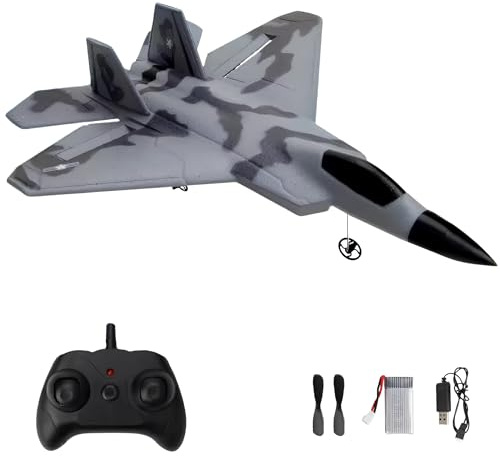 OpenRC Radiostyrd RC F22 flygplan - Radiokontrollerat stridsflygplan - Leksak Presentidé för barn, pojkar och flickor - Propellerbatteriladdare - Utomhus Air Acrobatics
