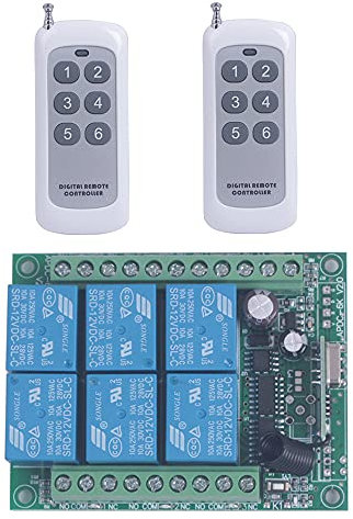 SUYUKUFU Interruptor de control remoto inalámbrico de 12V-24V y 6 canales Interruptor de relé remoto de 12V Transmisor y receptor Luz de motor universal Ventana de puerta (12V-24V 2X Control 433MHz)