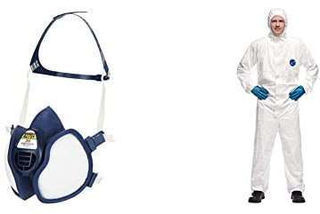 3M Masque protection pour produits chimiques 4279+, ABEKP3, 1 masque & DuPont Tyvek 500 Xpert Vêtement de Protection Chimique, à Capuche, Catégorie III, Type 5-B et 6-B