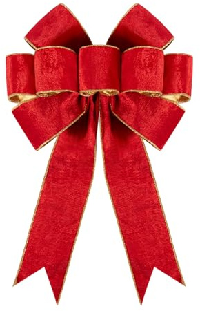 Utehilly 1Pack Large Christmas Bows Velvet Red Bows Holiday Red Christmas Bows Decorations for Wreath Velvet Bows Decor for Christmas Tree Topper, Front Door, Outdoor(14 * 12 inch)