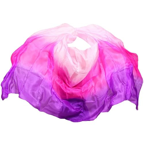 LPHFDCS Bauchtanzschleier Bauchtanz-Schleier aus echter Seide, beliebtes handgefärbtes Bauchtanz-Zubehör aus natürlicher Seide, Farbverlauf-Seidenschleier Bauchtanz-Schal(Color1,270X114CM)