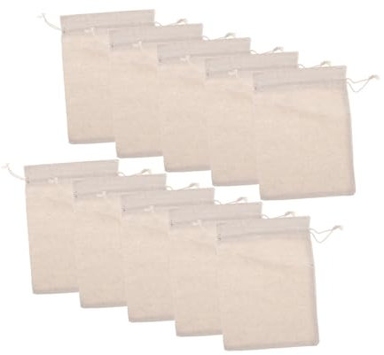 Warmhm 10stücke Pack Wiederverwendbare -aufbewahrungsbeutel Baumwoll-produktbeutel Mit Kordelzug Leinen-geschenkbeutel Canvas-geschenkbeutel Natürlicher -kordelzugbeutel Für