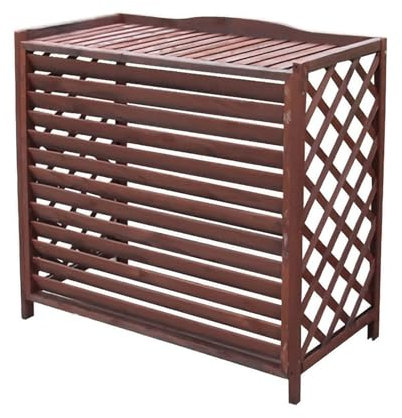CZAOERXB Barandilla de Unidad Exterior de Aire Acondicionado de Madera Maciza, Soporte de Flores con Cubierta de Aire Acondicionado de Madera, Aire Acondicionado Exterior con contraventanas