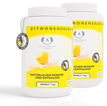 Polvere di acido citrico 2 x 1 kg monoidrato | Detergente naturale per la casa | Detergente in polvere ecologico per la pulizia E330 puro