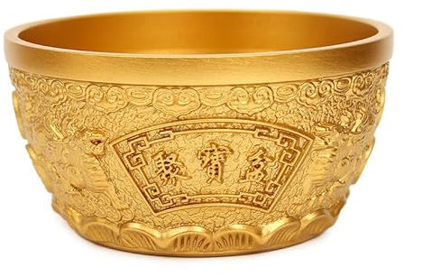 CWLPSL Ornements en Laiton, décoration de Bureau, décor pour la Maison, Bol d'eau bénite, Bol Chinois, Bols d'offrande d'eau Bouddhiste, Bassin d'argent, Bol de Richesse au trésor