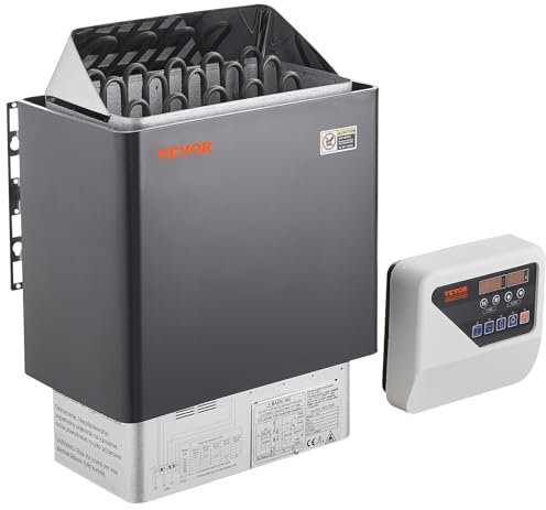VEVOR Stufa per Sauna Stufa Elettrica per Sauna 8 kW, Riscaldatore Portatile per Sauna Interno/Esterno 400 V 3 N con Timer da 3 Ore con Regolatore Digitale Uso Domestico 8-12 m³ Spa Commerciale Hotel