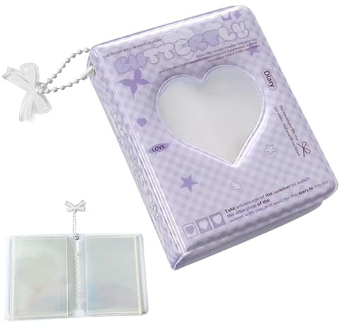 Photo Card Album Book - Store Your Photo Card, Love Heart Shape Hollow Business Card Holder | 40 Pockets, Small Trendy Water Resistant Card Folder