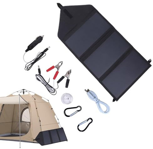 Solar Charger, Tri Fold Portable Solar Panel, 100W Battery Generator, Double USB Fast Charging, Lightweight Foldable Design for Laptops, Smartphones, Tablets, Fishing, Road Trips