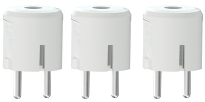 Temolink Schuko Stecker 3 Stück, Vertikalem Kabelausgang, 250V 16A, Stromstecker, Schutzkontakt Stecker, Zugentlastung und Kunststoffschutz für Kabel 1,5 mm², Weiß
