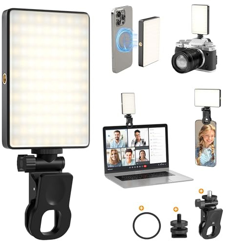 SOAIY LED Selfie Licht 120LEDs Magnetisch Videolicht mit Clip USB-C 3000mAh wiederaufladbar 2500-7000K dimmbare Handylicht für Smartphone Tablet Laptop Kamera Selfie Streaming Videos Videoanrufe