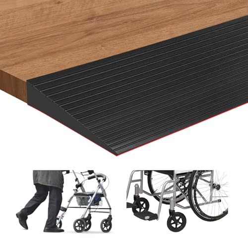 Rampas para Silla de Ruedas, Longitud 1m Carga de 800 kg Umbral de Uuerta, Carritos de Compras, Cochecitos, Robots Barriendo, Rampa de Umbral Autoadhesivo (Negro, Altura 2,5 cm, Ancho 8 cm)